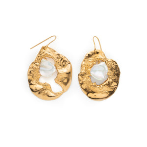 Sicilia Aura Earrings in Gold with Pearls by What If You Stayed Jewelry