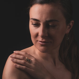 Beautiful Women wearing the Zephyr Ring in Gold by What If You Stayed
